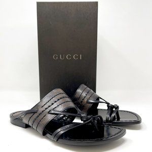 GUCCI Dark Brown Leather T-Strap Sandal Size 7 1/2 *NEVER BEEN WORN*
